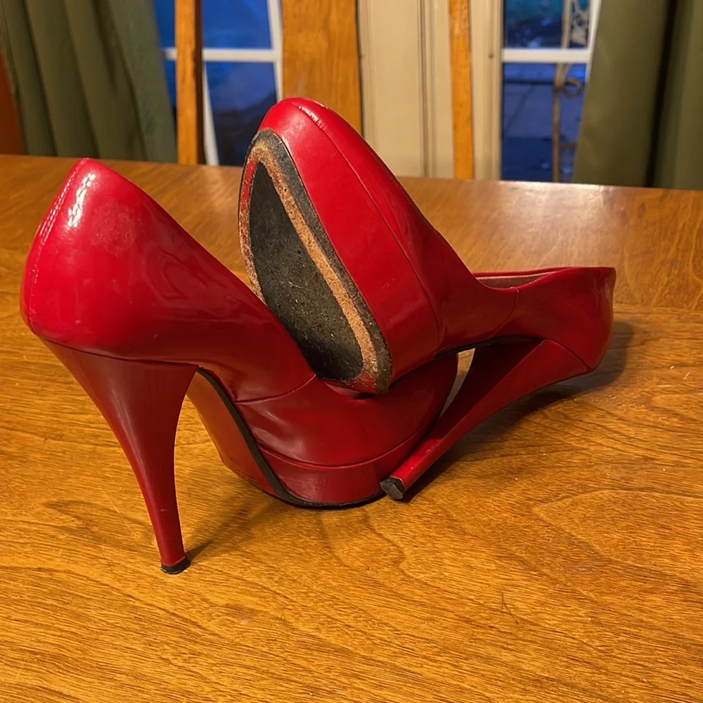 GIFTED Vintage Patent Leather Loriblu Made in Italy Red Patent Fetish Pumps 38 - Picture 14 of 15
